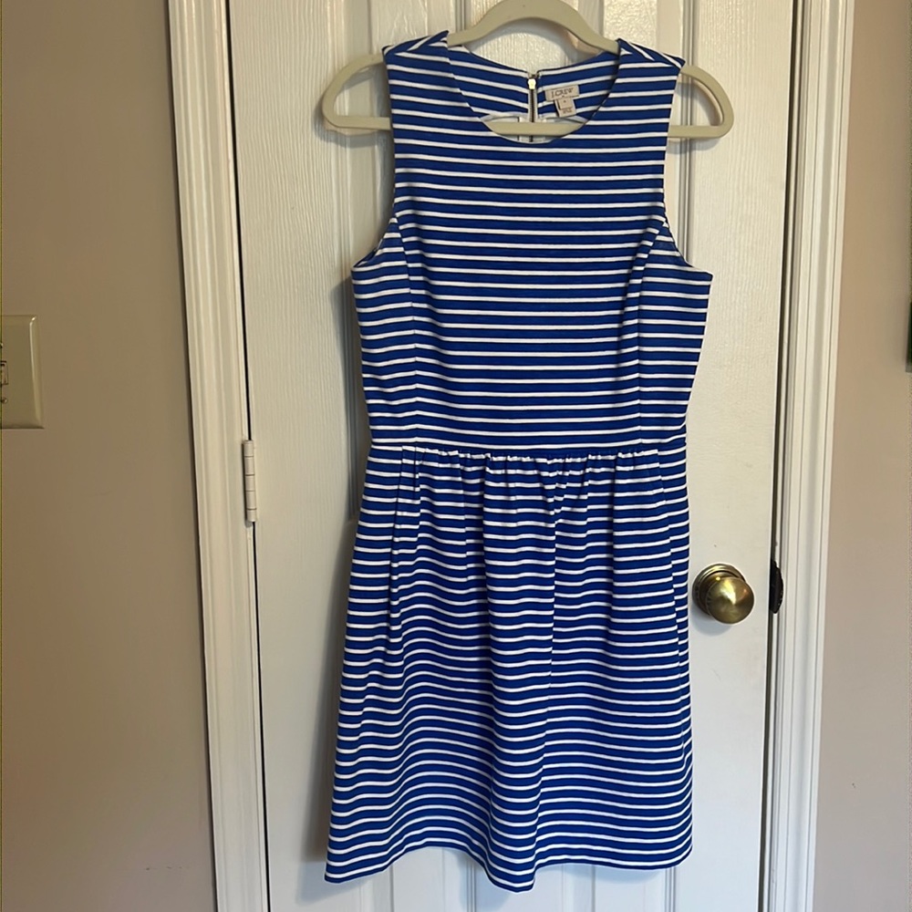 J. Crew Blue and White Striped Dress